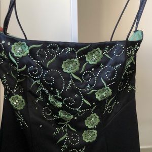 Black and green aline dress prom formal